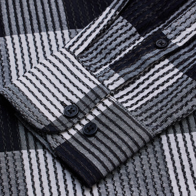 Black Textured Checks Slim Fit Shirt