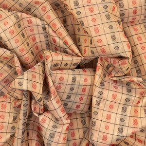 Cream Handloom Silk Cotton Saree With Checks & Annam Motifs