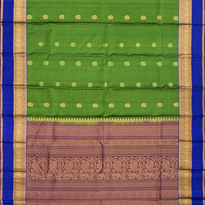 Green Handloom Soft Silk Saree With Annam Motifs-Green