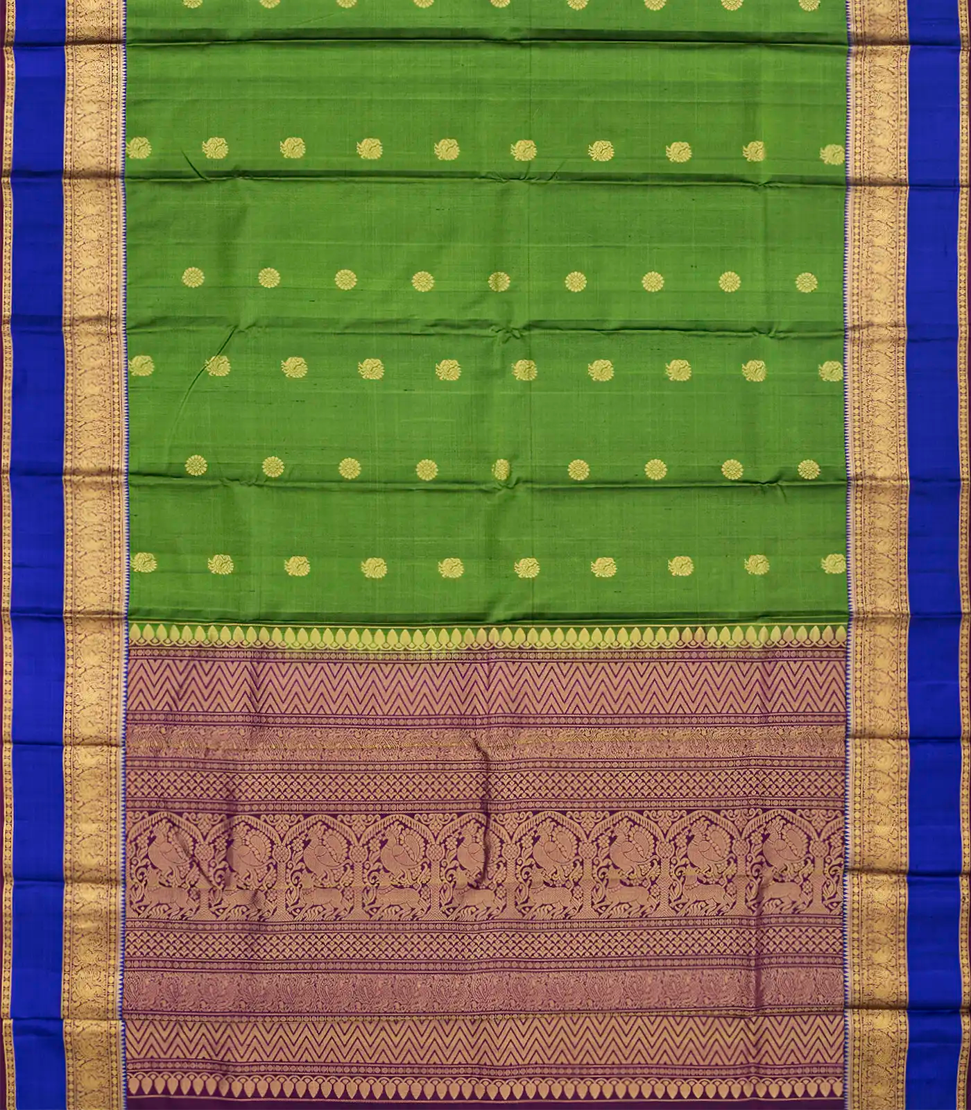 Green Handloom Soft Silk Saree With Annam Motifs-Green