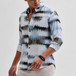 Light Blue Textured Abstract Shirt
