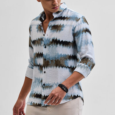 Light Blue Textured Abstract Shirt