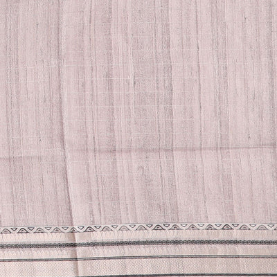 Green  checked semi-banaras tussar saree with contrast jacquard border & striped pallu