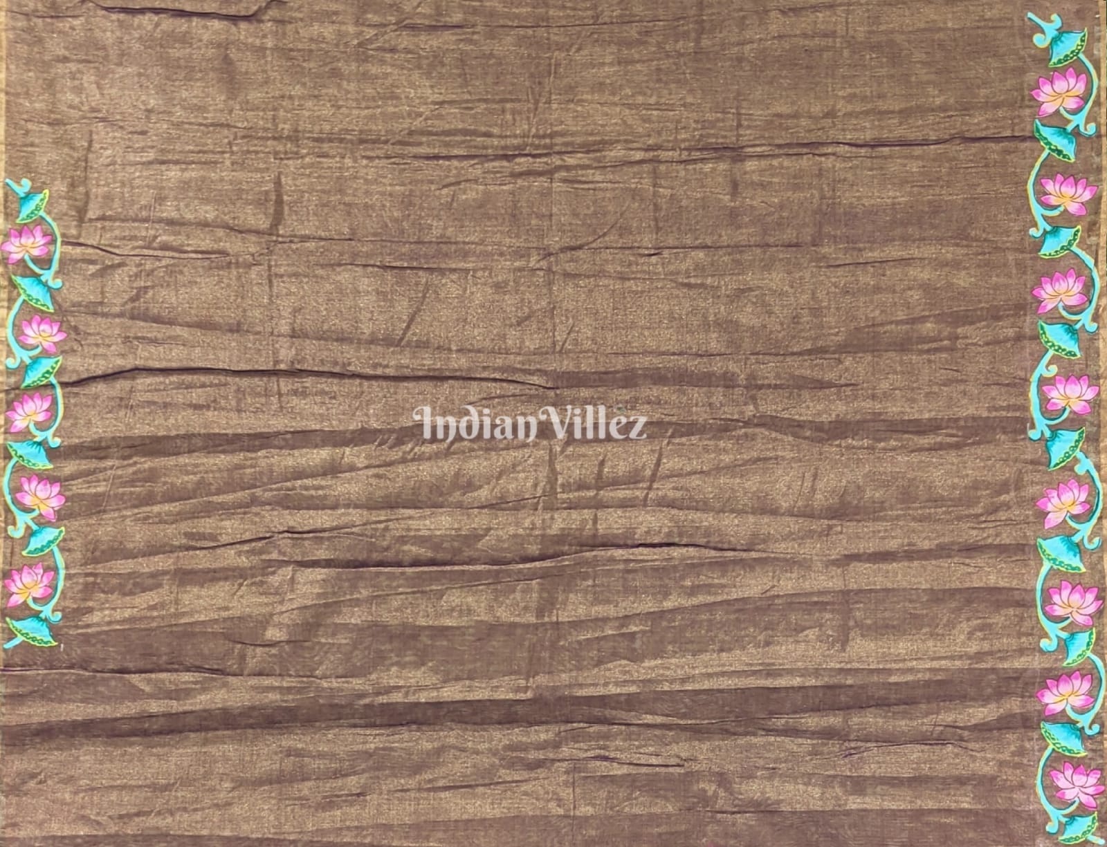 Golden with Purple Tinch Raja Rani Hand-Painted Pattachitra Saree