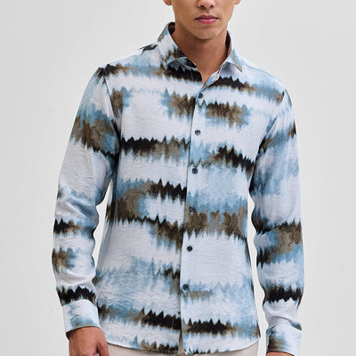 Light Blue Textured Abstract Shirt