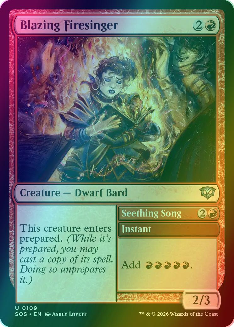 Blazing Firesinger // Seething Song [109] [Secrets of Strixhaven] [Foil]