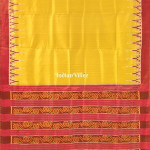 Lemon Yellow Odisha Ikat Designer Contemporary Silk Saree