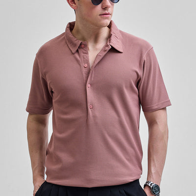 Mauve Textured Polo T-Shirt
