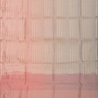Peach & Taupe Woven Banarasi Tissue Silk Saree With Zari Stripes