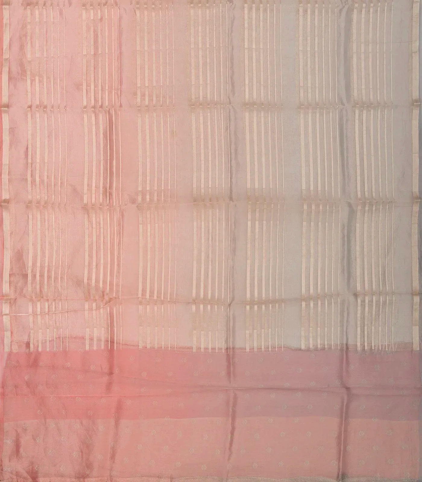 Peach & Taupe Woven Banarasi Tissue Silk Saree With Zari Stripes