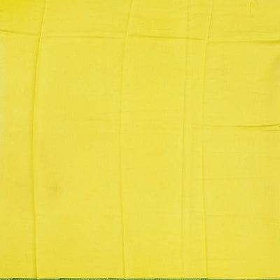 Lemon Yellow Handloom Chanderi Cotton Saree With Printed Green Floral Motif