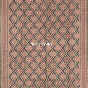 Beige Floral Brocade Banarasi Handloom Silk Saree