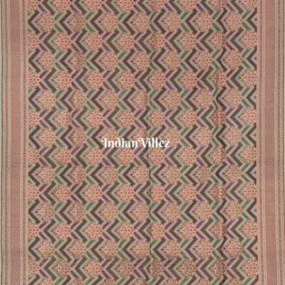 Beige Floral Brocade Banarasi Handloom Silk Saree