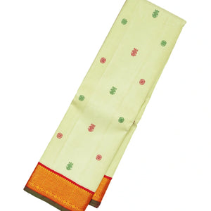 Mint Green Handloom Kanchipuram Korvai Silk Saree With Gandaberunda Buttas