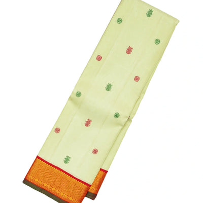 Mint Green Handloom Kanchipuram Korvai Silk Saree With Gandaberunda Buttas