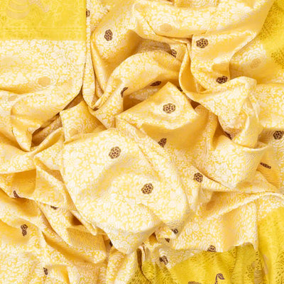 Yellow Handloom Banarasi Silk Saree With Meena Floral Motifs