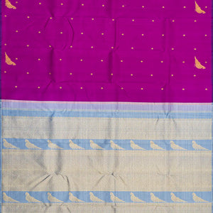 Pink Handloom Kanchipuram Silk Saree With Floral & Bird Buttas