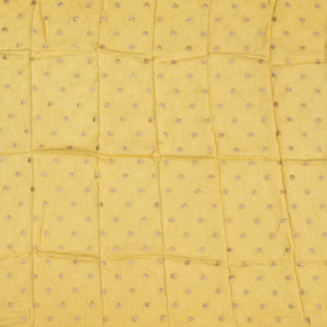 Gold Woven Tissue Saree With Floral Print & Embroidery