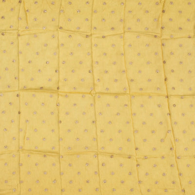 Gold Woven Tissue Saree With Floral Print & Embroidery