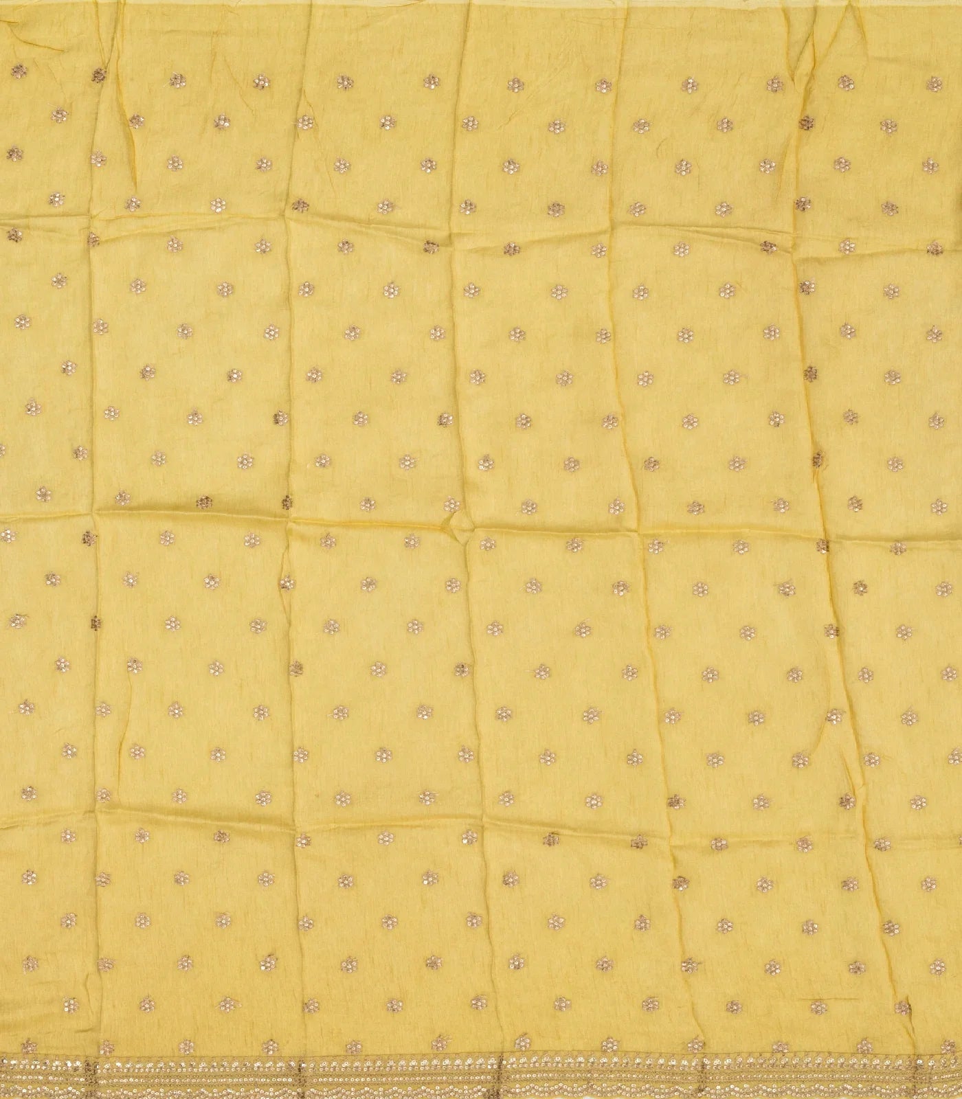 Gold Woven Tissue Saree With Floral Print & Embroidery