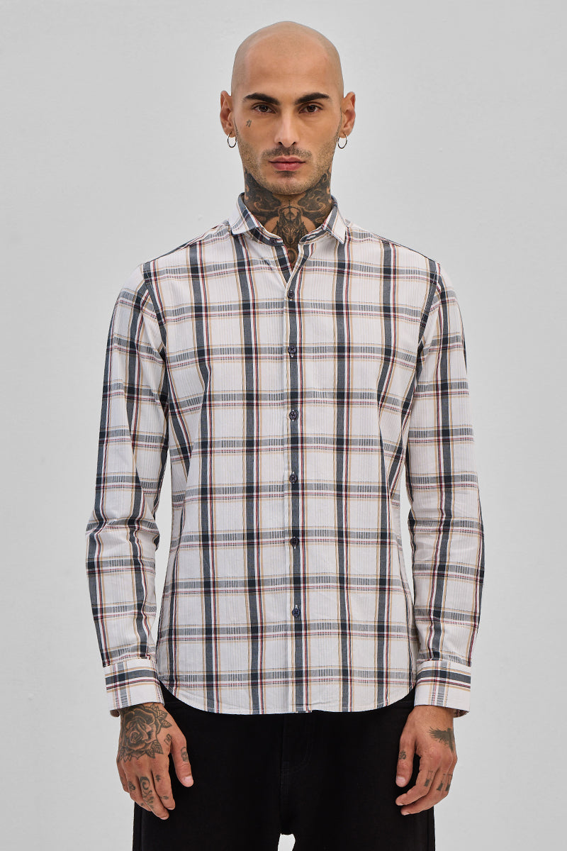 White Checks Slim Fit Shirt