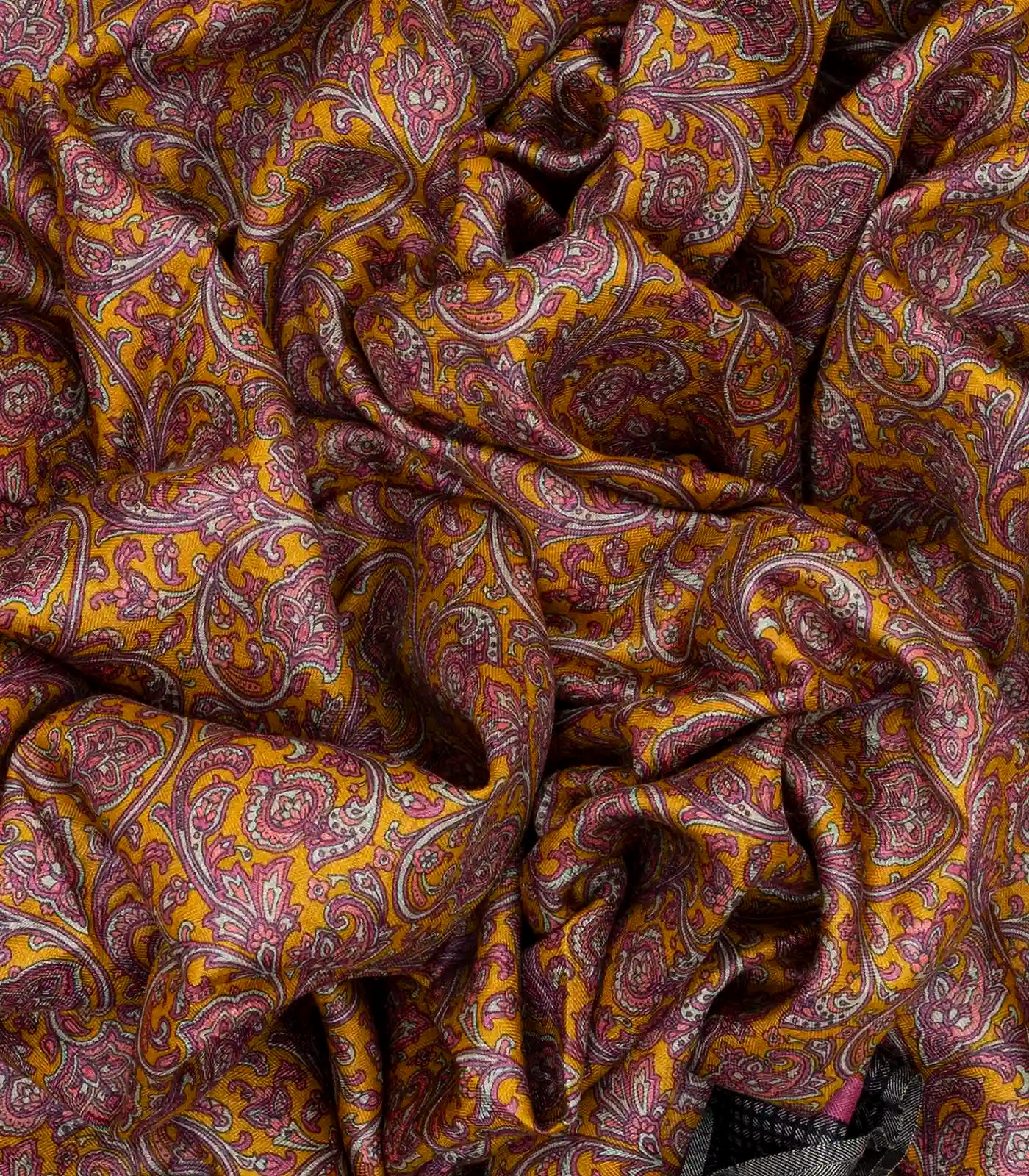 Mustard Handloom Tussar Silk Saree Printed With Flower Motifs