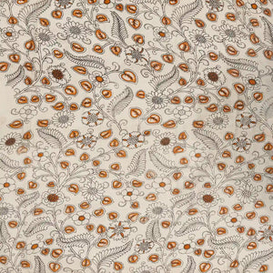 Black Handloom Kalamkari Cotton Saree With Printed Peacock Motifs