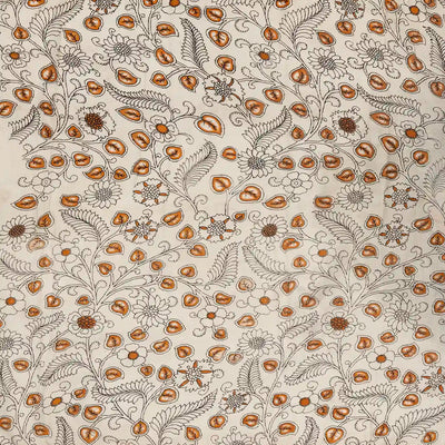 Black Handloom Kalamkari Cotton Saree With Printed Peacock Motifs