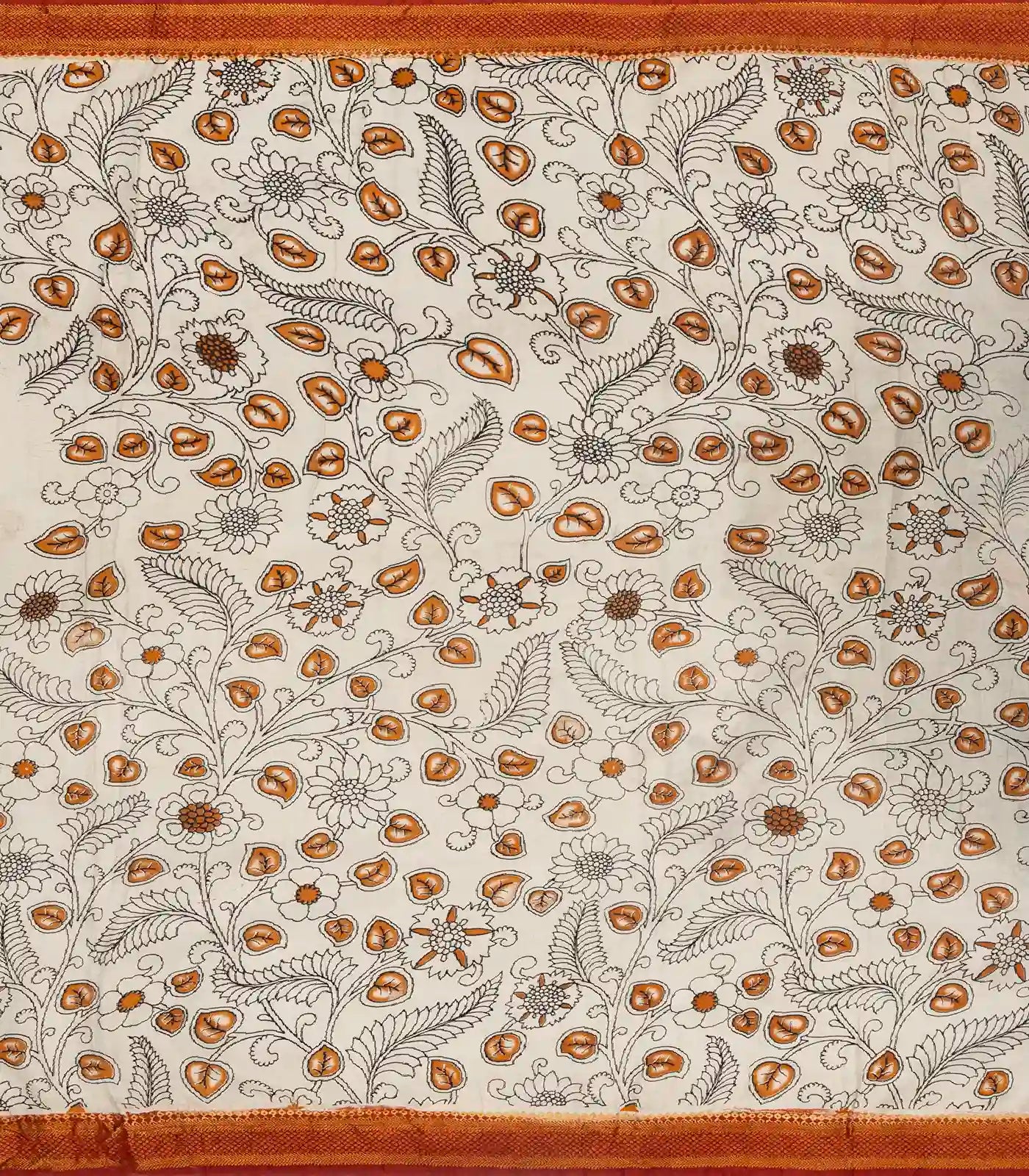 Black Handloom Kalamkari Cotton Saree With Printed Peacock Motifs