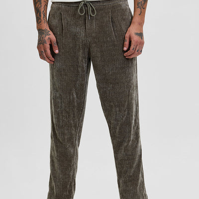 Olive Corduroy Relaxed Fit Trousers