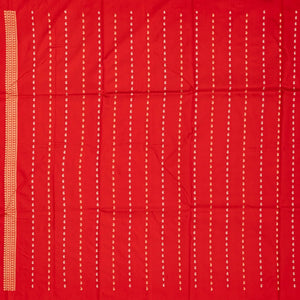 Red Handloom Banarasi Silk Saree With Floral Buttas