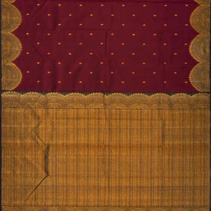 Maroon Handloom Kanchipuram Korvai Silk Saree With Mango Buttas