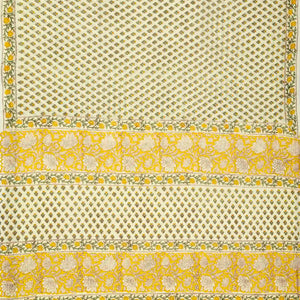 Light Green Woven Jaipur Cotton Saree With Printed Floral Motifs