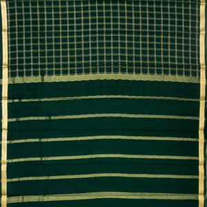 Bottle Green Mysore Crepe Silk Saree With Checks