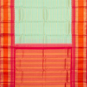 Aquamarine Handloom Kanchipuram Korvai Silk Saree With Zari Stripes