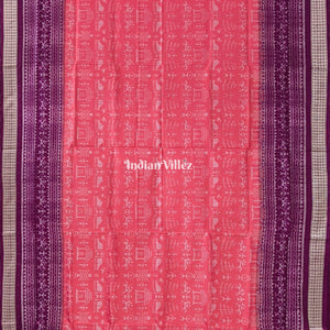 Orange Purple Odisha Ikat Tribal Theme Sambalpuri Silk Saree