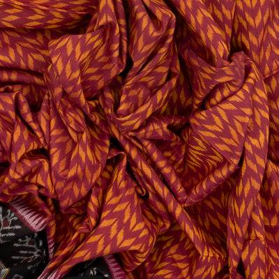 Dusty Pink Handloom Orissa Cotton Saree With Tie & Dye Chevron Motifs