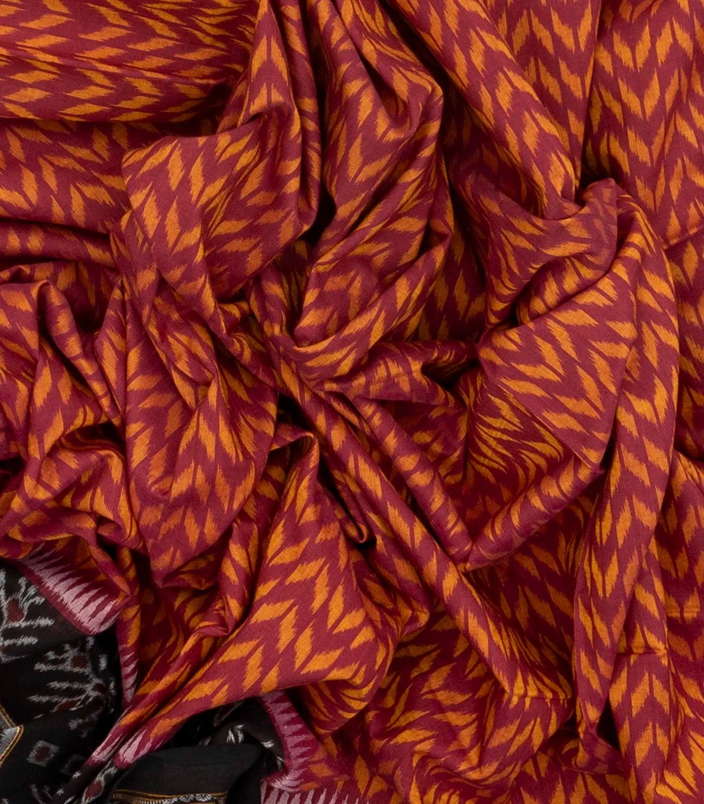 Dusty Pink Handloom Orissa Cotton Saree With Tie & Dye Chevron Motifs