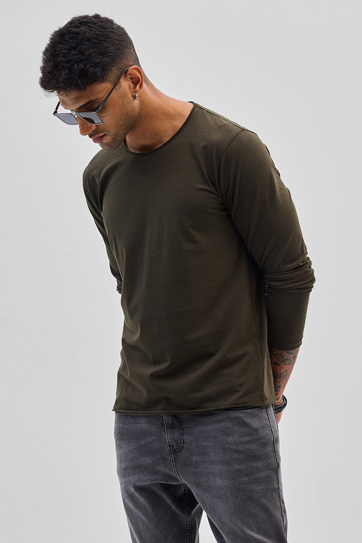 Olive Stretch Full Sleeve T-Shirt