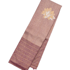 Dusty Pink  Handloom Kanchipuram Silk Saree With Floral Buttas