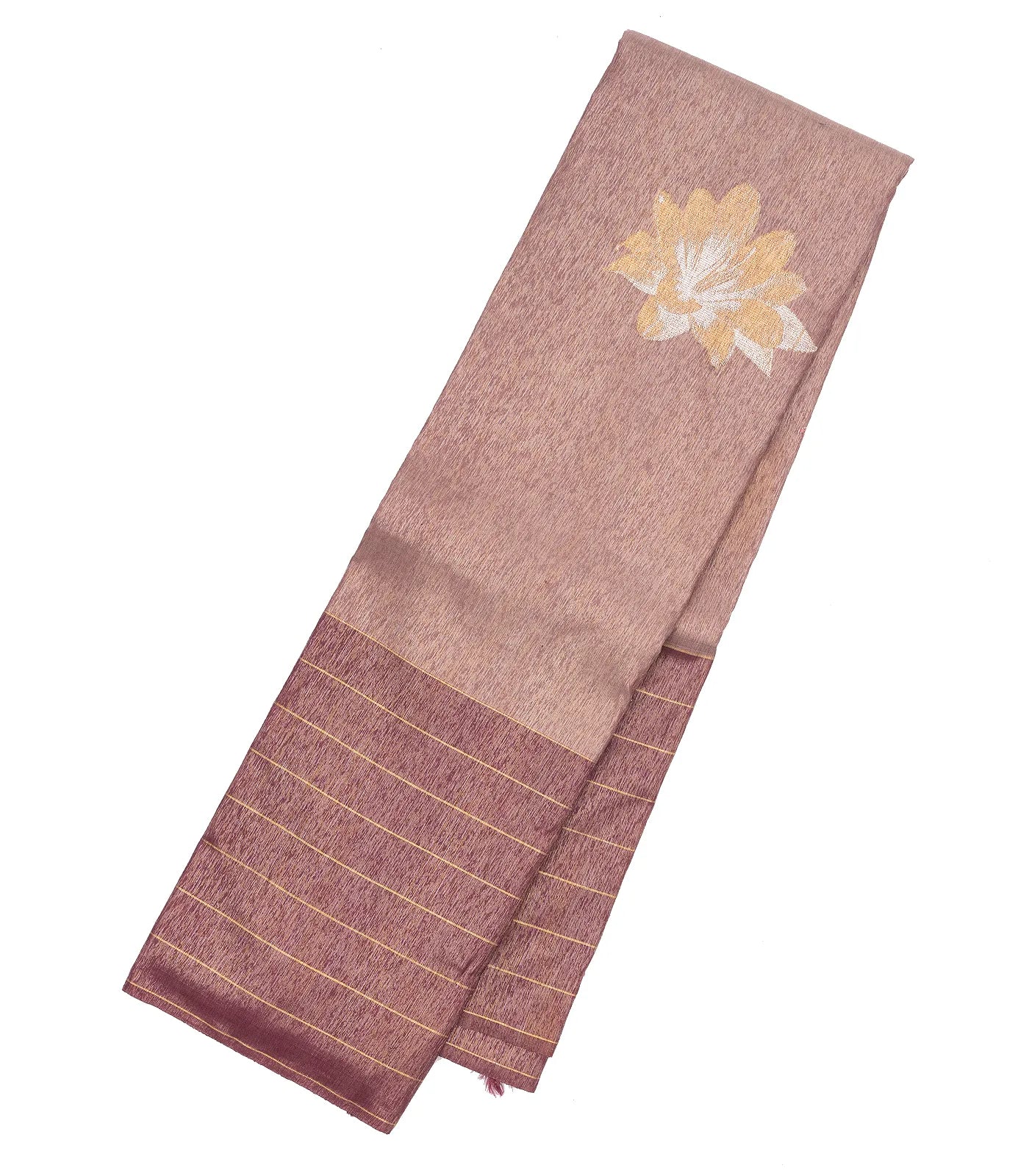 Dusty Pink  Handloom Kanchipuram Silk Saree With Floral Buttas