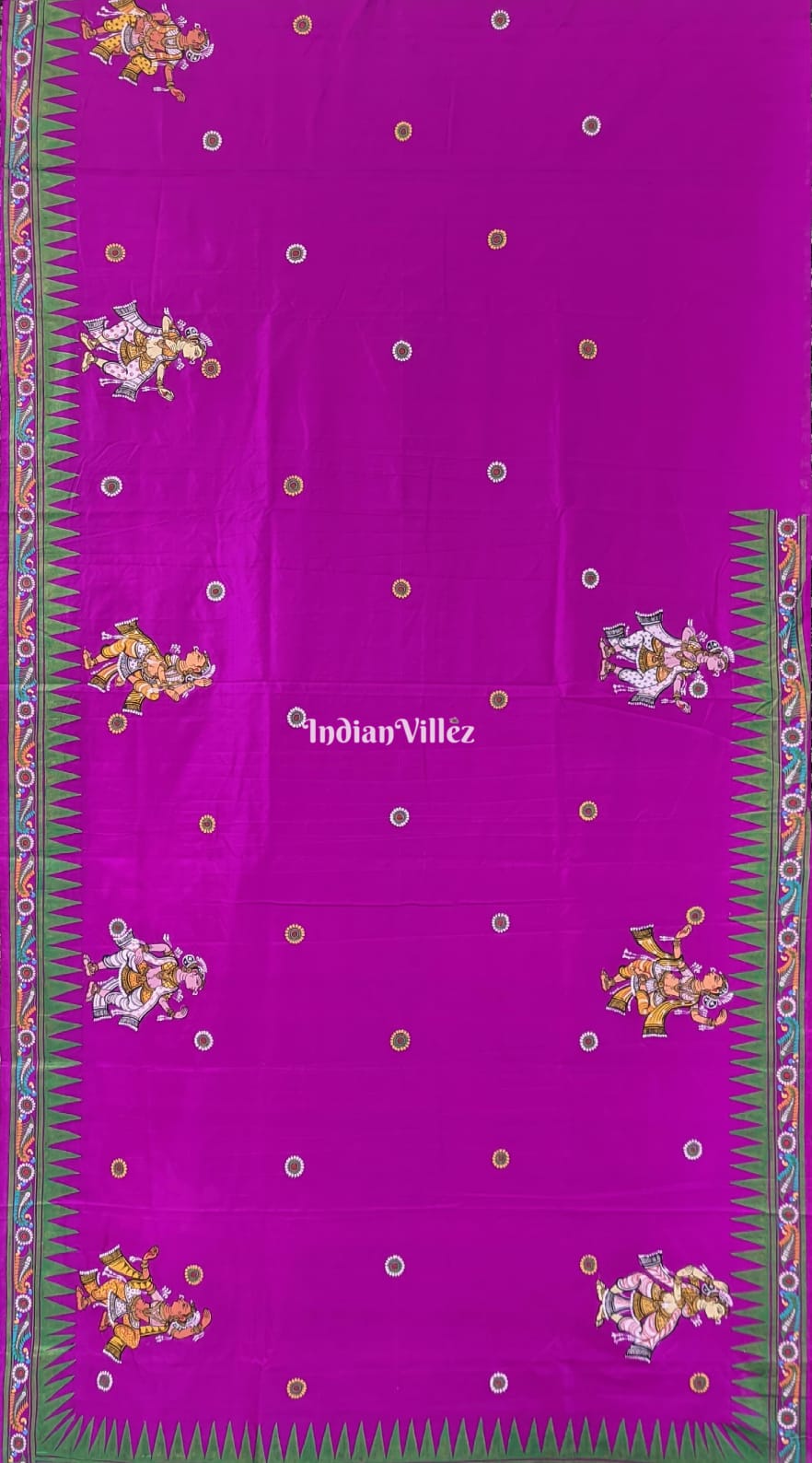 Purple Nartaki Theme Hand-Painted Pattachitra Saree