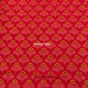 Red Mayur Chandrika Sambalpuri Ikat Cotton Fabric