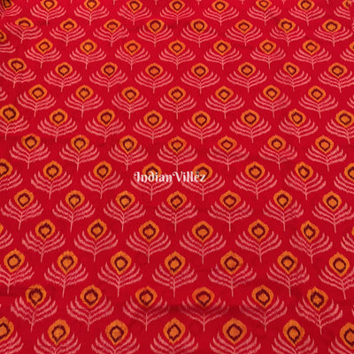 Red Mayur Chandrika Sambalpuri Ikat Cotton Fabric