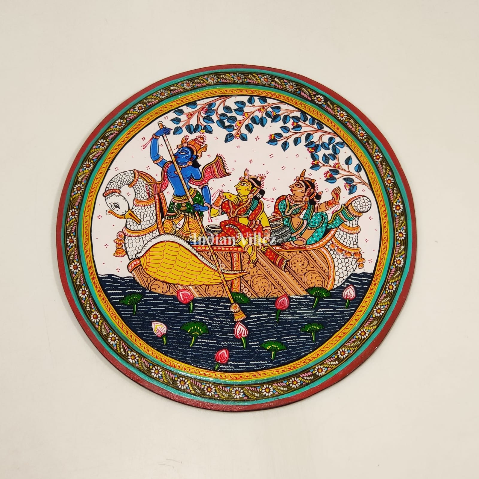 Gopi Naba Keli Hand-Painted Pattachitra Wall Plate (GI-Tag Handicraft)