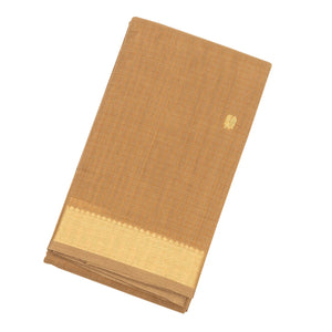 Taupe Handloom Kanchi Cotton Saree With Annam Zari Buttas.