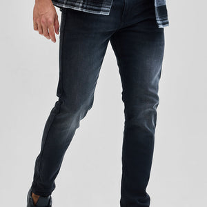 Charcoal Black Tapered Fit Jeans