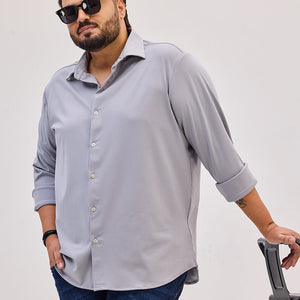 Grey Regular Fit Stretch Shirt