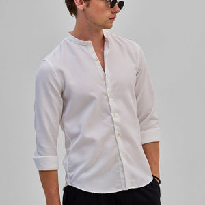 White Mandarin Slim Fit Shirt
