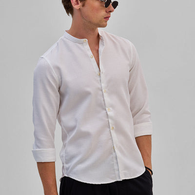 White Mandarin Slim Fit Shirt